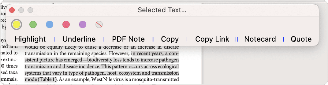 Bookends PDF annotation options